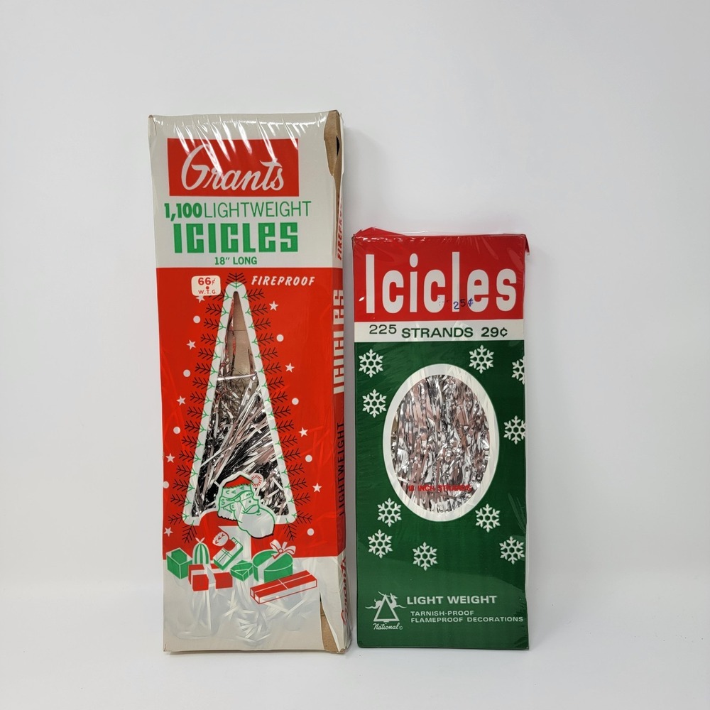2 Vintage Boxes Of 18" Long Metal Foil Icicles Christmas Tree Decor Tinsel
